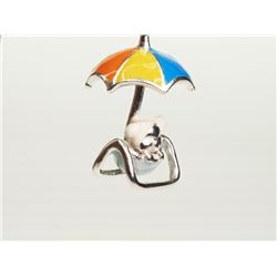 #6-STERLING SILVER ENAMEL 'UMBRELLA' PENDANT
