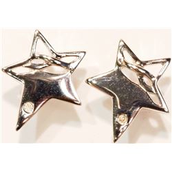 #42-STERLING SILVER DIAMOND STAR-SHAPED EARRINGS