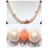 Image 1 : #50-FRESHWATER PEARL & POLY CORAL FLORAL SHAPE
