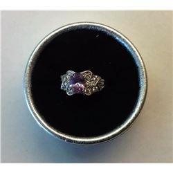 NATURAL TANZANITE & WHITE TOPAZ RING SZ 8