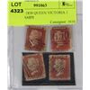Image 1 : LOT OF 4 1858 QUEEN VICTORIA 1 CENT STAMPS