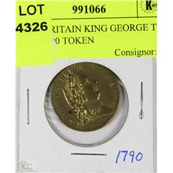 GREAT BRITAIN KING GEORGE THE THIRD 1790 TOKEN