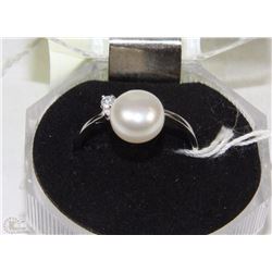 #27-FRESH WATER PEARL &CZ .925 SILVER SIZE 7.75