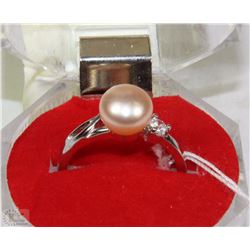 #22-FRESH WATER PEARL &CZ .925 SILVER SIZE 7