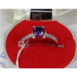 #15-NATURAL AMETHYST & CZ .925 SOLID SILVER