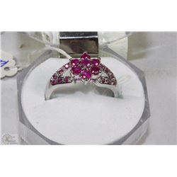 #10-NATURAL RED RUBY & CZ  .925 SOLID SILVER