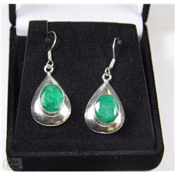 #2-NATURALGREEN EMERALD EARRINGS .925 SOLID