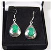 Image 1 : #2-NATURALGREEN EMERALD EARRINGS .925 SOLID