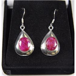 #3-NATURAL RED RUBY EARRINGS .925 SOLID SILVER