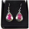 Image 1 : #3-NATURAL RED RUBY EARRINGS .925 SOLID SILVER
