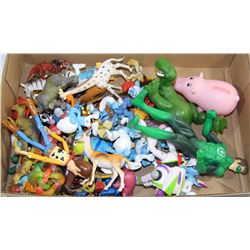 LOT OF FIGURINES INCLUDING SMURFS,TOY STORY,