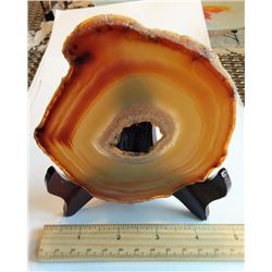 SLICED AGATED GEODE SPECIMEN  & DISPLAY STAND