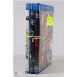 LOT OF 3 BLURAY MOVIES INCLUDING RED WITH BRUCE