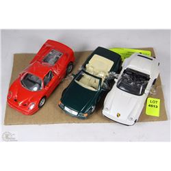 SET OF 3 VINTAGE DIECAST CARS: PORSCHE, FERRARI