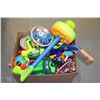 Image 1 : BOX OF BOYS TOYS INCLUDING OILERS HOCKEY STICK,