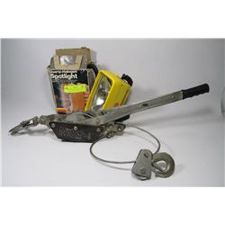 QUARTZ HALOGEN SPOTLIGHT W/ RATCHET COME ALONG