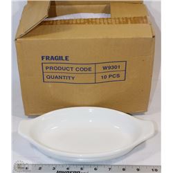 CASE OF 10 WHITE OVAL SERVING DISHES