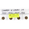 Image 1 : C)  LOT OF 4 CANADIAN SMALL ONE CENT COINS 1932,33