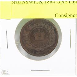 N) NEW BRUNSWICK 1864 ONE CENT COIN