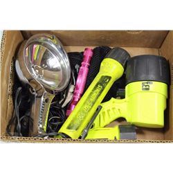 BOX W/LED FLASHLIGHTS & 12 VT SPOTLIGHT