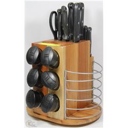 KNIFE BLOCK WITH BUILT IN SPICE RACK