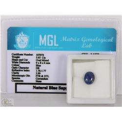 TRP23 NATURAL BLUE SAPPHIRE 5.65 CT WITH COA