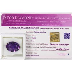 TRP13 NATURAL AMETHYST 10.68 CT WITH COA