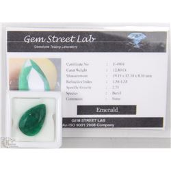 TRP16 EMERALD 12.80CT WITH COA