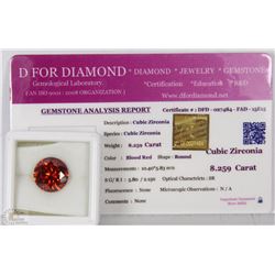 TRP14 BLOOD RED CUBIC ZIRCONIA 8.25CT WITH COA