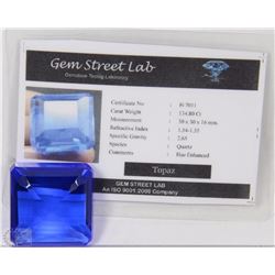 TRP32 BLUE TOPAZ 134.80CT HUE ENHANCED WITH COA