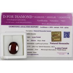 TRP25 NATURAL HESSONITE 9.39CT WITH COA