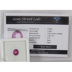 TRP02 RED BERYL 1.30 CT WITH COA