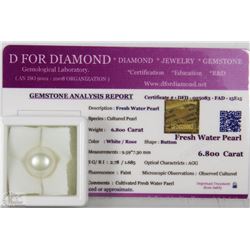 TRP08 NATURAL FRESH WATER PEARL 6.80CT WITH COA