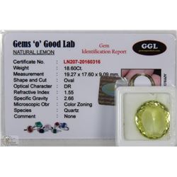 TRP24 NATURAL LEMON TOPAZ 18.60CT WITH COA
