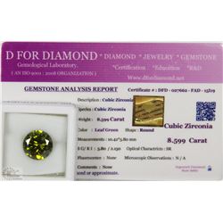TRP15 LEAF GREEN CUBIC ZIRCONIA 8.59CT WITH COA