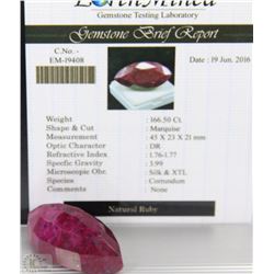 TRP20 NATURAL RUBY 166.50CT WITH COA
