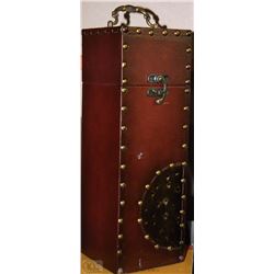 LEATHER AND METAL WINE BOX 14" TALL