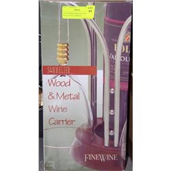 NEW SOMMELIER WOOD AND METAL WINE CARRIER
