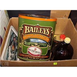 5 COLLECTIBLE BOTTLES&TINS VINTAGE JAVEX BROWN