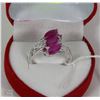 Image 1 : #1-GENUINE RED RUBY &CZ .925 SILVER SIZE 7.5 RING