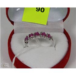#2-GENUINE RED RUBY .925 SILVER SIZE 5.5 RING