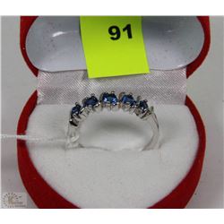 #9-NATURAL SAPPHIRE .925 SILVER SIZE 6 RING