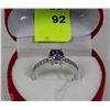 Image 1 : #5-NATURAL AMETHYST & CZ .925 SILVER SIZE 7 RING