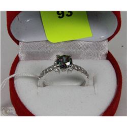 #7-RAINBOW MYSTIC & WHITE TOPAZ .925 SILVER RING