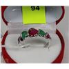 Image 1 : #12- NATURAL RUBY & EMERALD  .925 SILVER RING