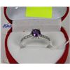 Image 1 : #6-NATURAL AMETHYST & CZ .925 SILVER SIZE 8 RING