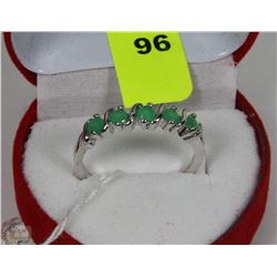 #10-NATURAL EMERALD  .925 SILVER SIZE 8.5 RING
