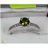 Image 1 : #4-NATURAL PERIDOT & CZ .925 SILVER SIZE 7.5 RING