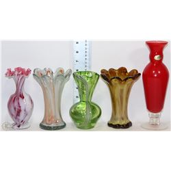 FLAT OF ART GLASS VASES