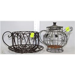 TEAPOT AND CUP METAL PLANT HOLDERS